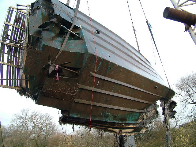 SALVAGE OF A BURNT OUT GRP MOTOR CRUISER